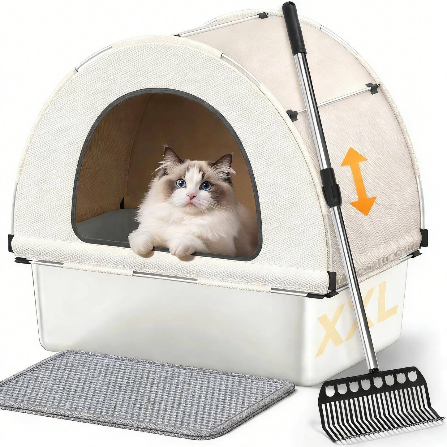littercore 3-In-1 Stainless Steel Cat Litter Box With Lid