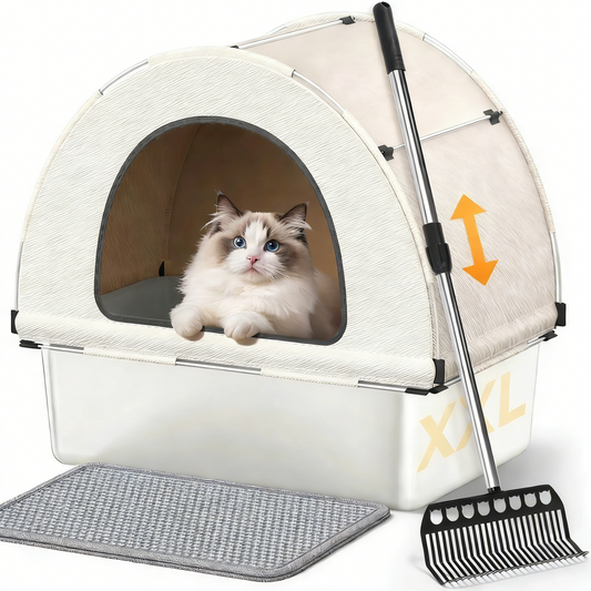 littercore 3-In-1 Stainless Steel Cat Litter Box With Lid