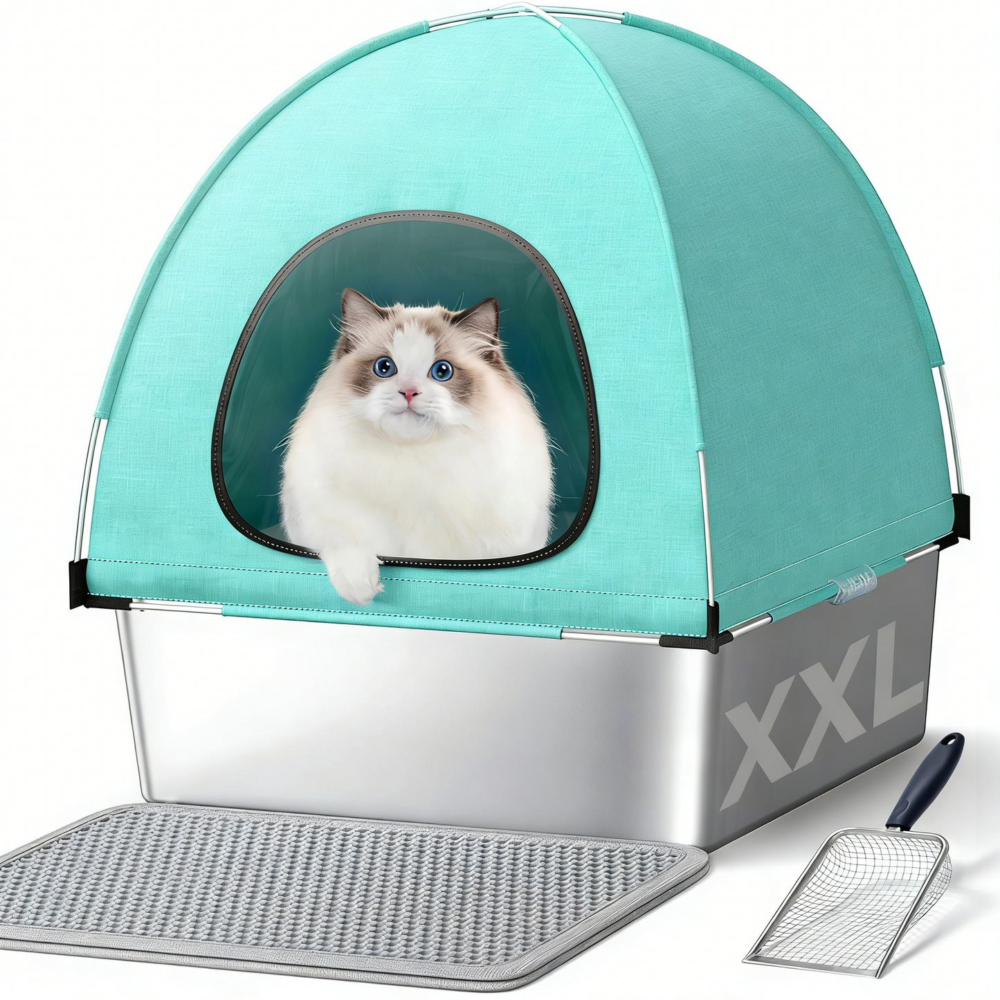 littercore 3-In-1 Stainless Steel Cat Litter Box With Lid