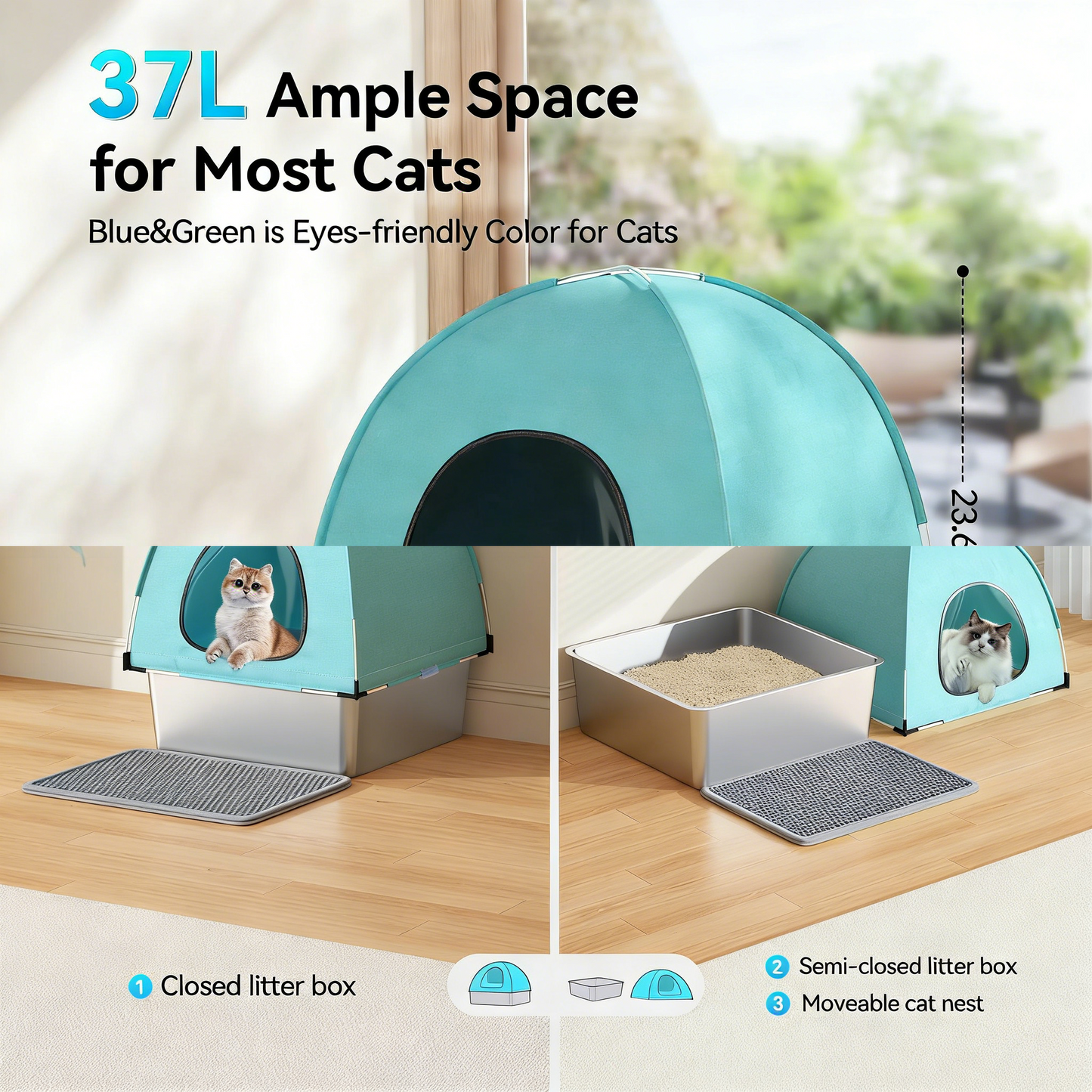 littercore 3-in-1 Stainless Steel Cat Litter Box-LB05