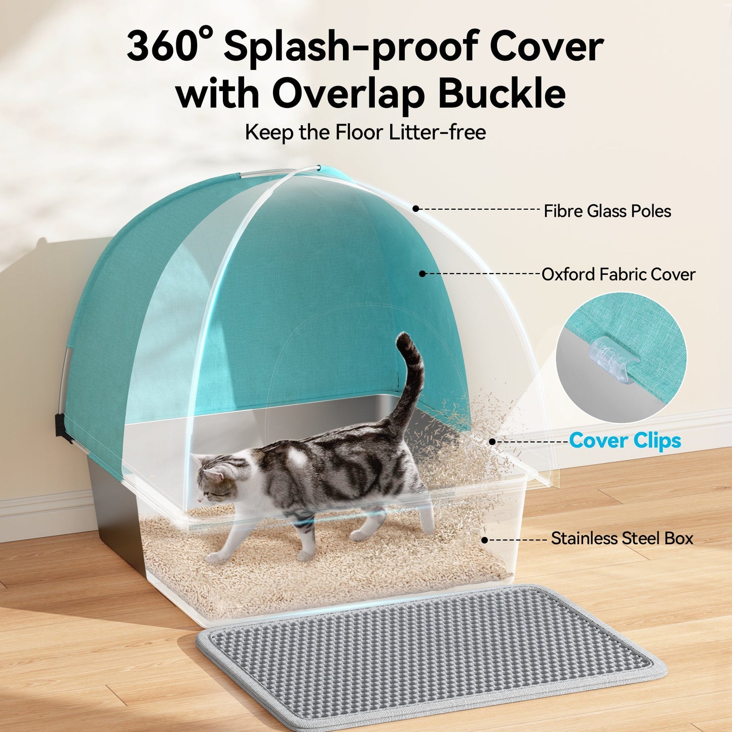 littercore 3-in-1 Stainless Steel Cat Litter Box-LB05