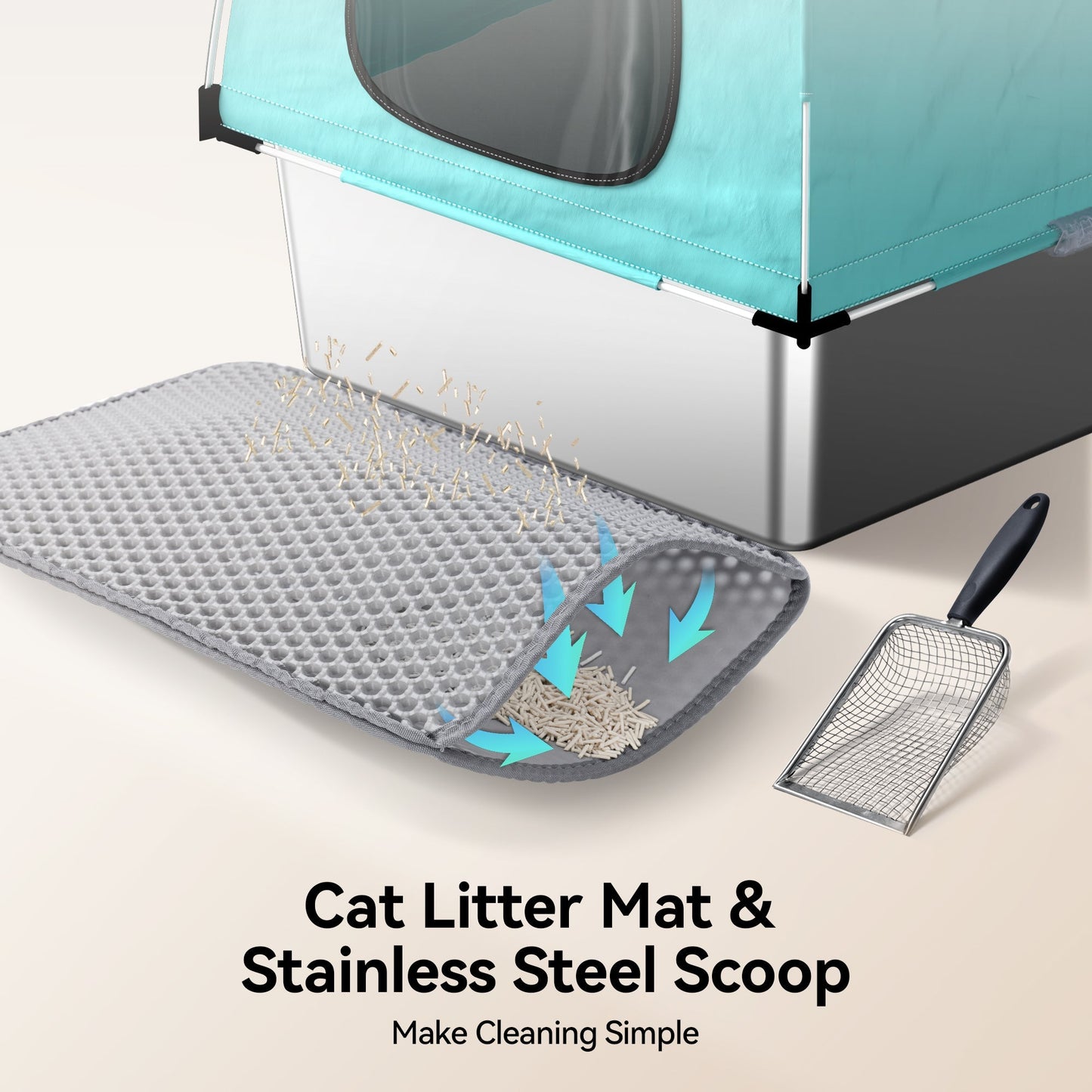 littercore 3-in-1 Stainless Steel Cat Litter Box-LB05