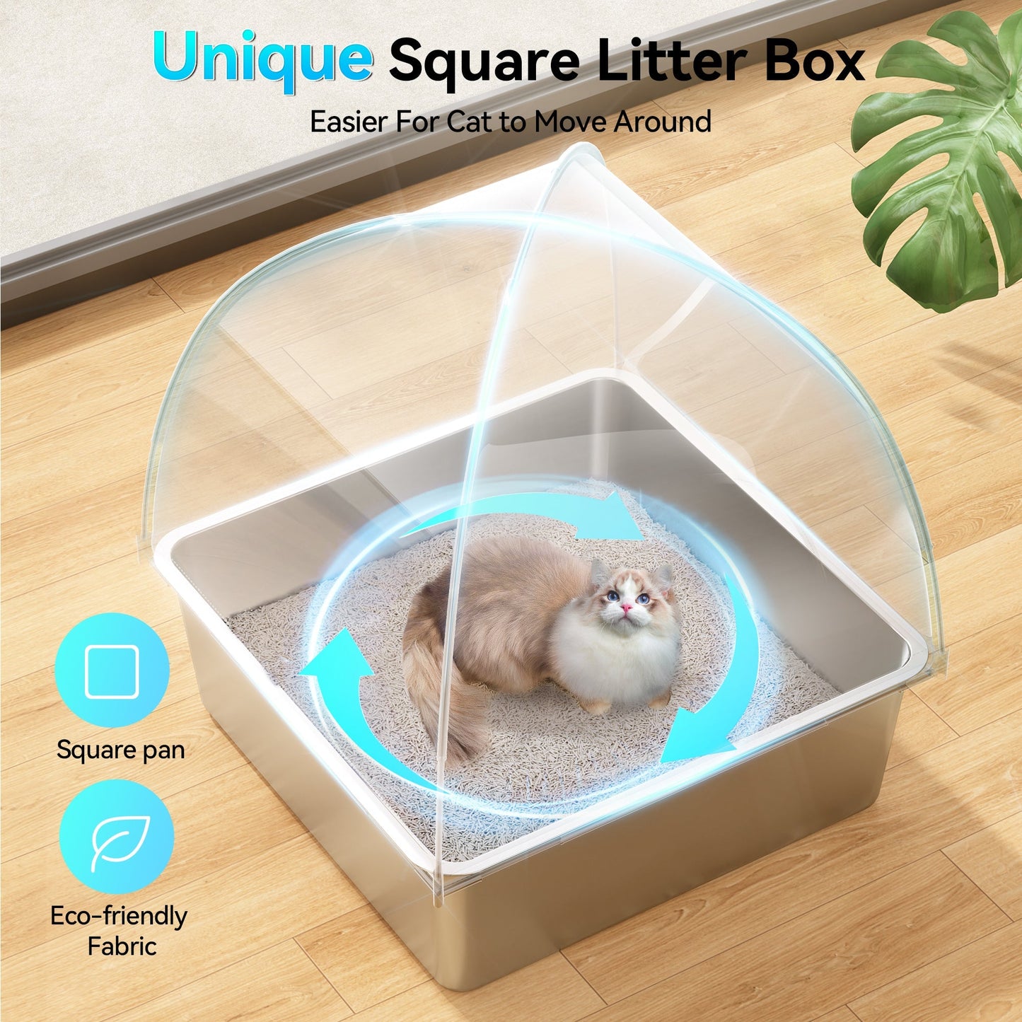 littercore 3-in-1 Stainless Steel Cat Litter Box-LB05