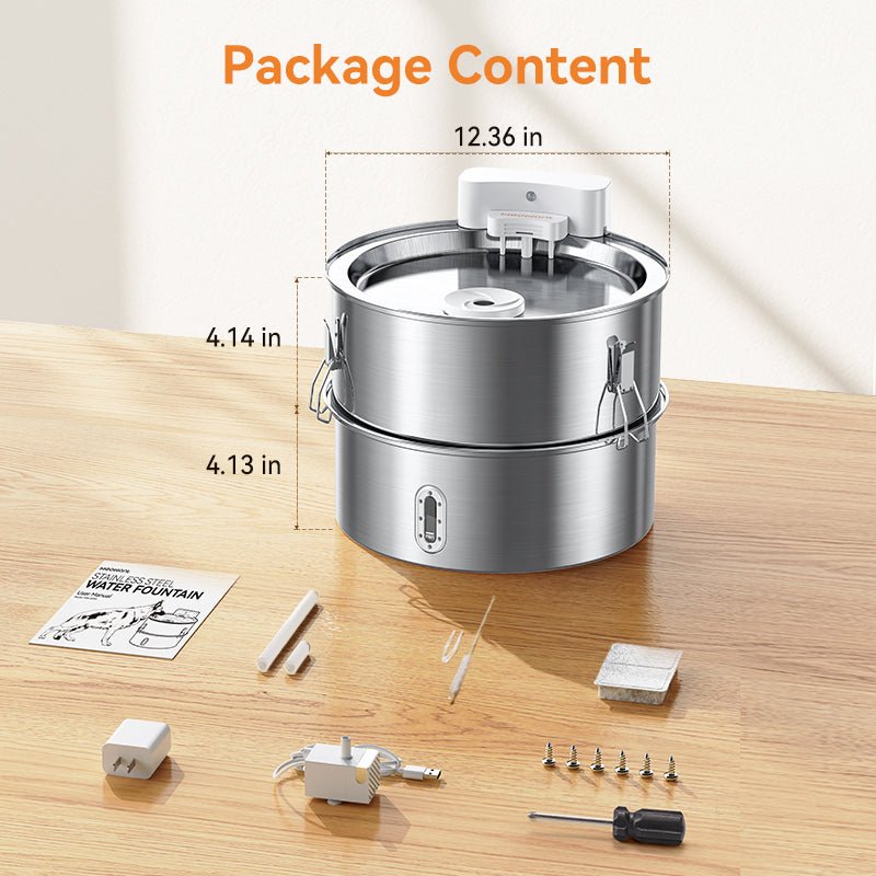 littercore Stainless Steel Dog Water Fountain-DF01